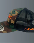 Baseball Cap Camo - Orange Logo Embroidered